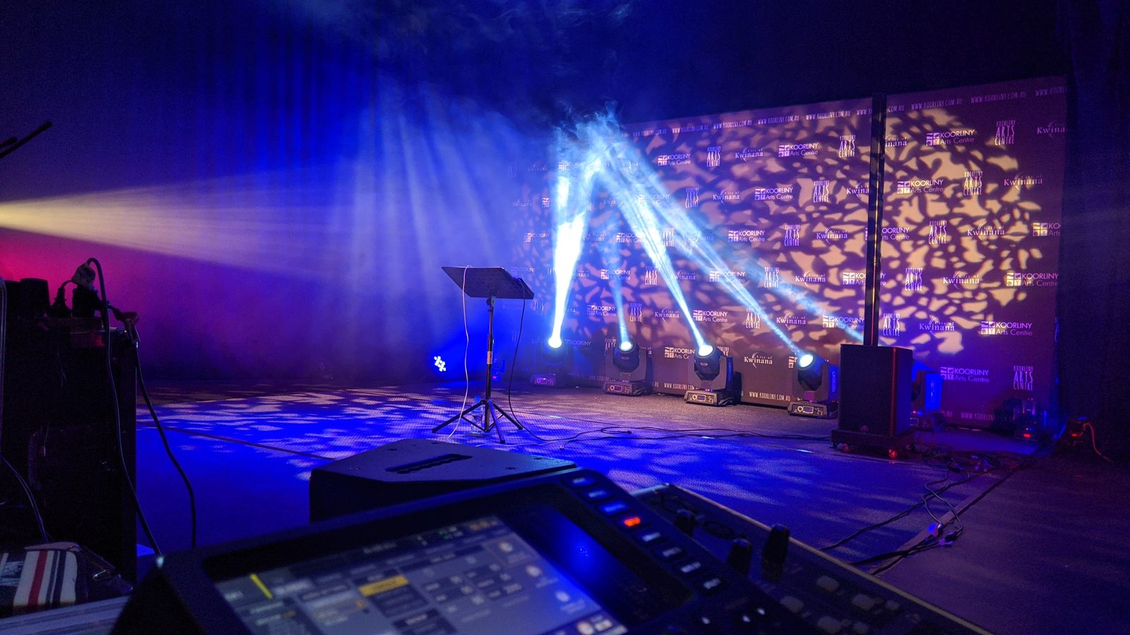 Stage lighting hire Perth, moving heads, LED wash and uplighting